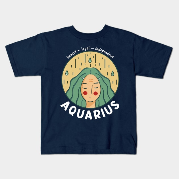 Aquarius Zodiac Girl Kids T-Shirt by Whimsical Frank